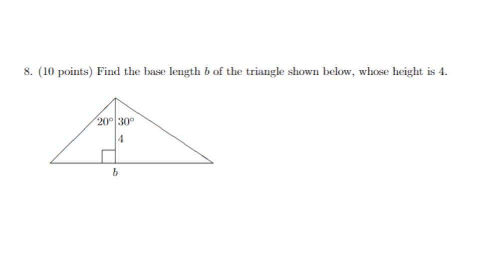 Solved Use the Law of Sines. Find the base length b ﻿of the | Chegg.com