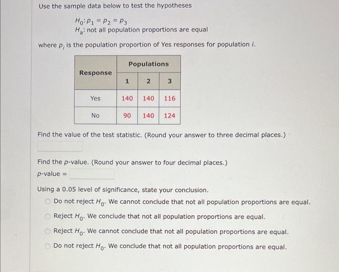 Solved Use the sample data below to test the hypotheses | Chegg.com