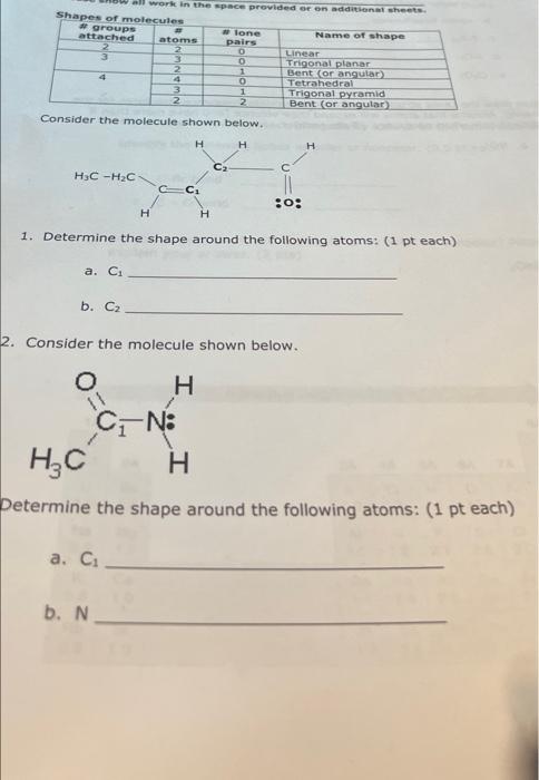 Solved Consider The Molecule Shown Below. 1. Determine The | Chegg.com