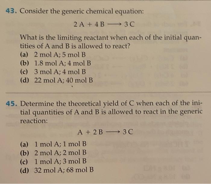 Solved 11. Consider the generic chemical reaction: A + 2B - | Chegg.com