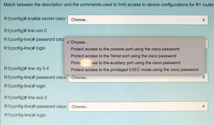 Solved Match between the description and its suitable | Chegg.com