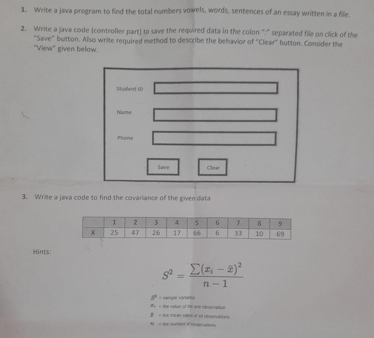 Solved 1. Write a java program to find the total numbers | Chegg.com