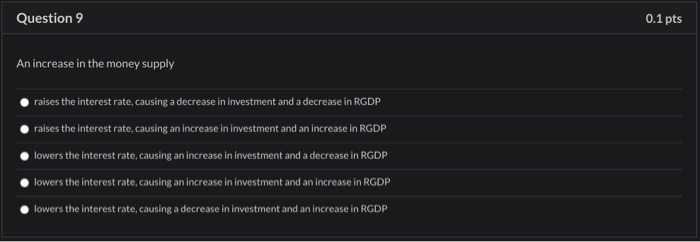 Solved Question 1 0.1 pts A decrease in interest rates will | Chegg.com