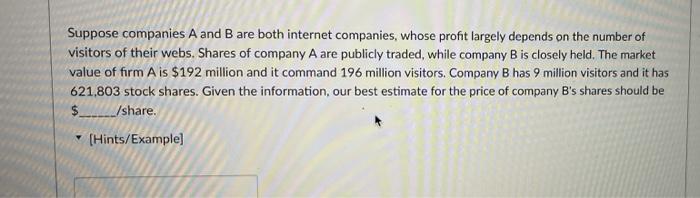 Solved Suppose Companies A And B Are Both Internet | Chegg.com