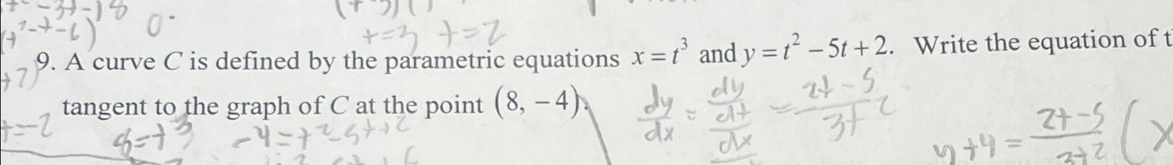 Solved A curve C ﻿is defined by the parametric equations | Chegg.com