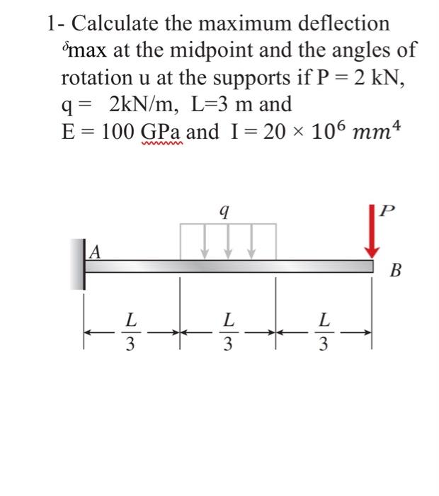 Solved 1- Calculate the maximum deflection Smax at the | Chegg.com