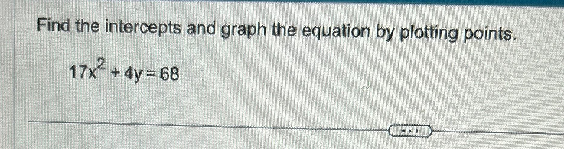 Solved Find the intercepts and graph the equation by | Chegg.com