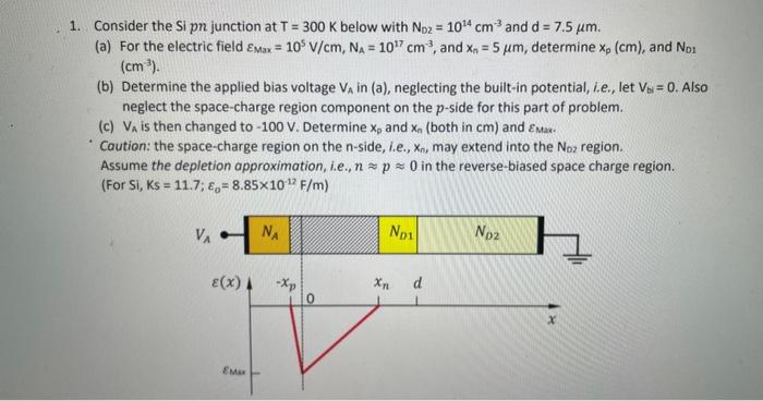 Solved 1. Consider the Si pn junction at T=300 K below with | Chegg.com