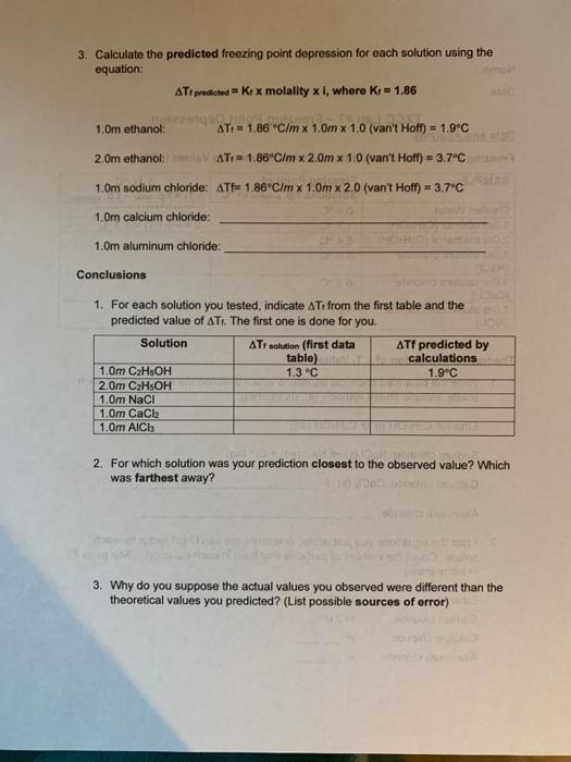 Solved Name Date TXCC Lab #7 - Freezing Point Depression | Chegg.com