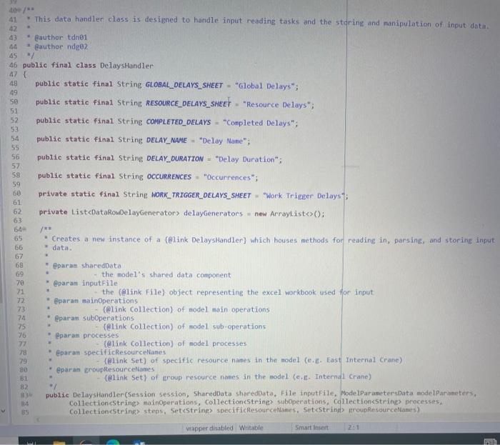 Solved 40=y= * This data handler class is desizned to handle | Chegg.com