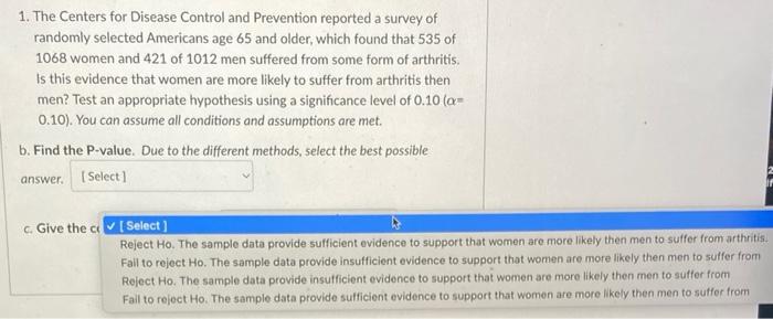 Solved 1. The Centers for Disease Control and Prevention | Chegg.com
