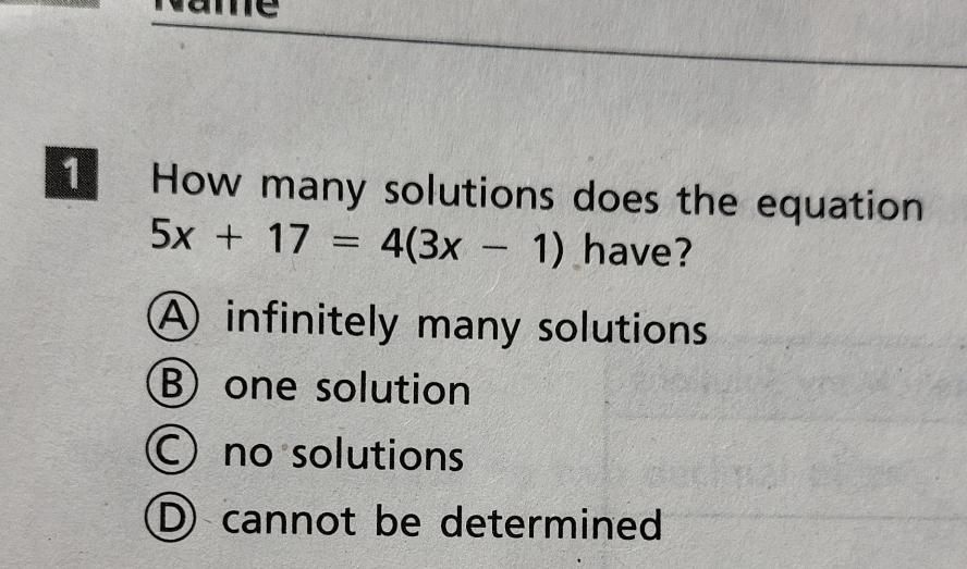 how many solutions does 9 5x 8 3x 1 2x have