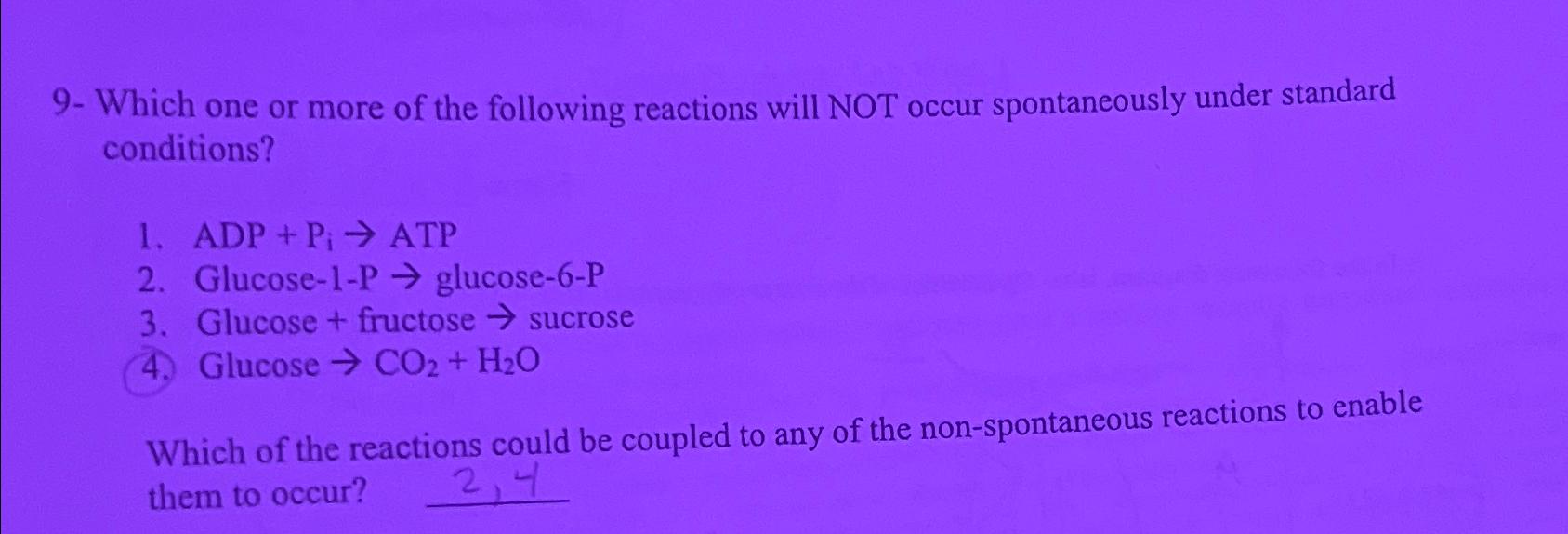 Solved 9 ﻿which One Or More Of The Following Reactions Will 