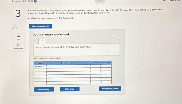 Solved Assignment 8 - Ch 8 3 20 points Print References | Chegg.com