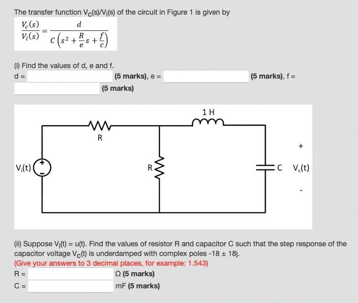 Solved The circuit in (Figure 1) ﻿has the transfer