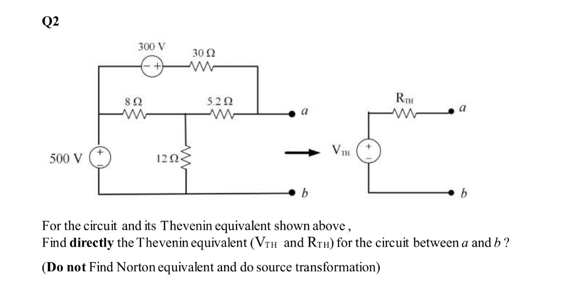 Solved Q2For the circuit and its Thevenin equivalent shown | Chegg.com