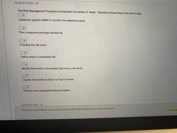 Solved QUESTION 18 The Risk Management Process Is Composed | Chegg.com