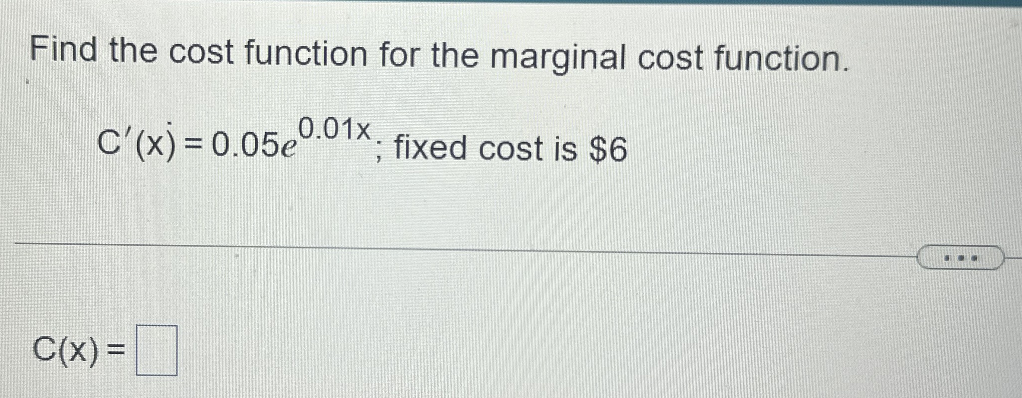 Solved Find the cost function for the marginal cost | Chegg.com