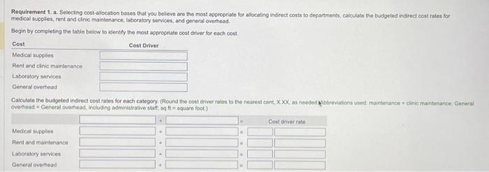 Solved Requirement 1. a. Selecting cost-allocation bases | Chegg.com