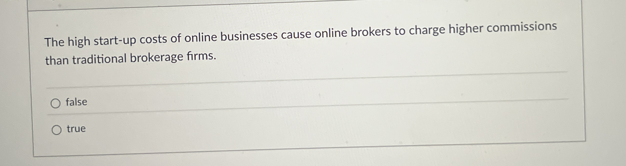 Solved The high start-up costs of online businesses cause | Chegg.com