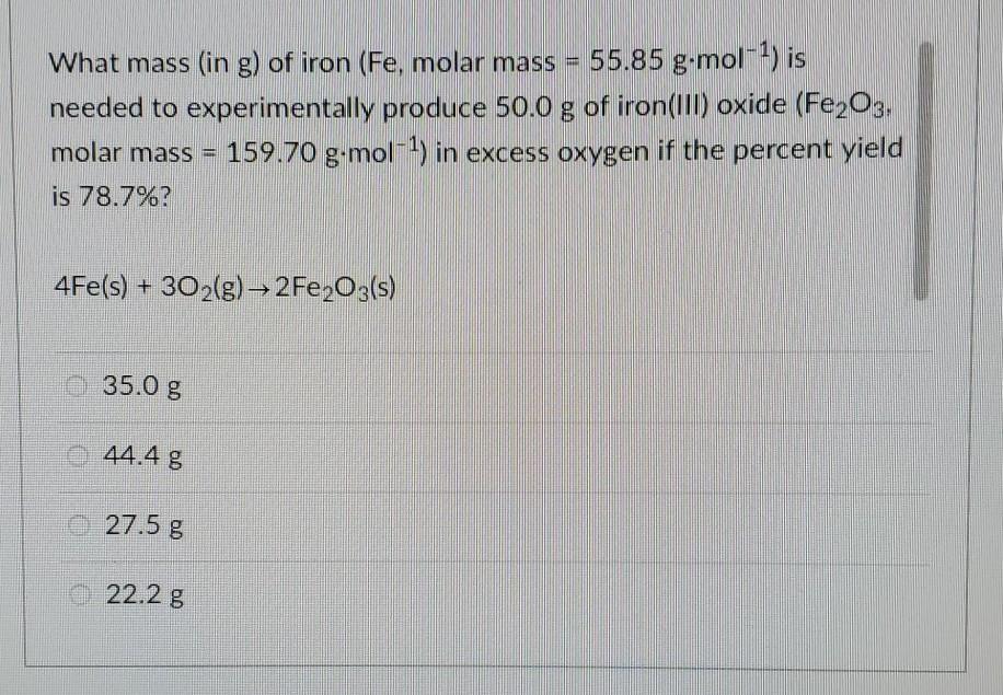 what is the molar mass in g mol of iron ii oxide