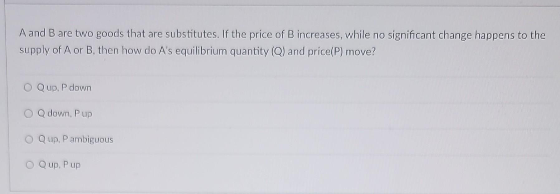 Solved A And B Are Two Goods That Are Substitutes. If The | Chegg.com