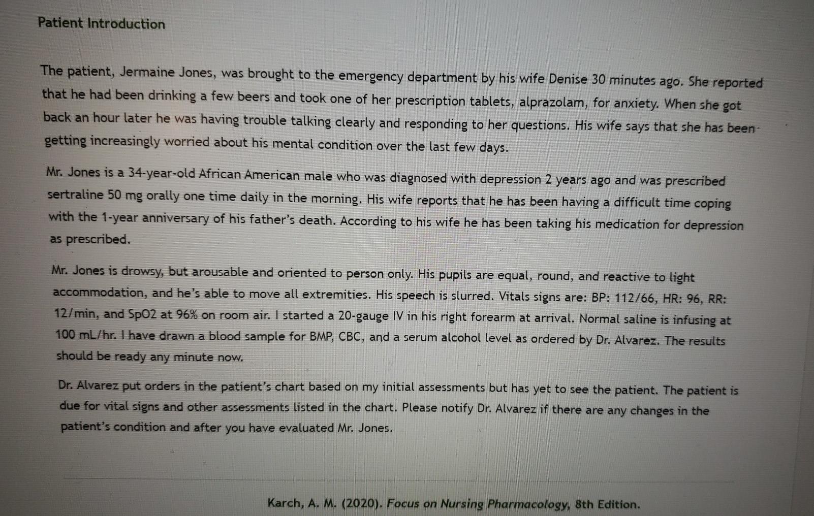 Solved Patient Introduction The patient, Jermaine Jones, was | Chegg.com