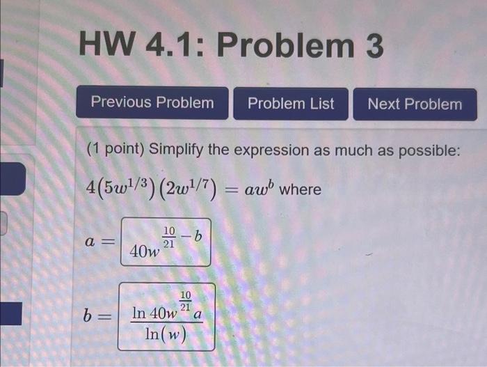 Solved HW 4.1: Problem 1 Previous Problem Problem List Next | Chegg.com