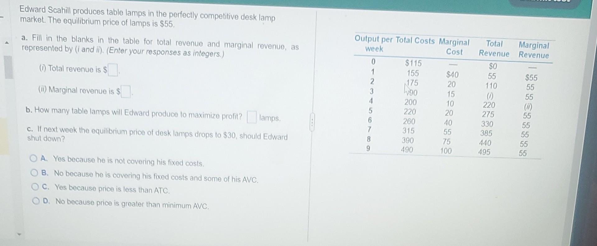 Solved Edward Scahill produces table lamps in the perfectly