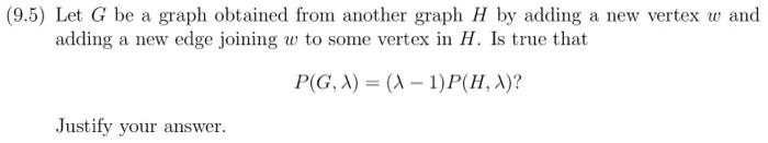 Solved 9.5) Let G be a graph obtained from another graph H | Chegg.com