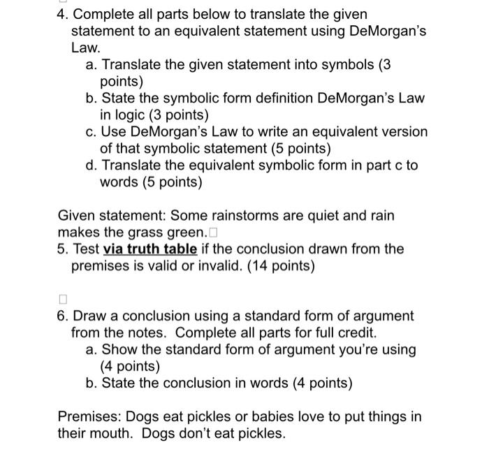 Solved 4. Complete all parts below to translate the given | Chegg.com