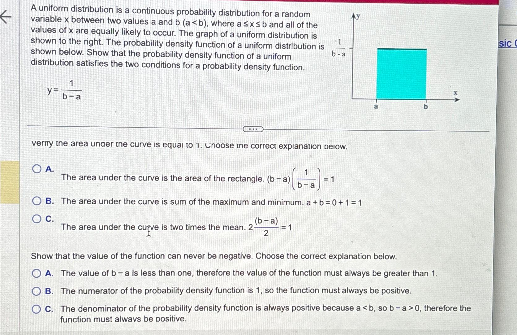 Solved A Uniform Distribution Is A Continuous Probability | Chegg.com