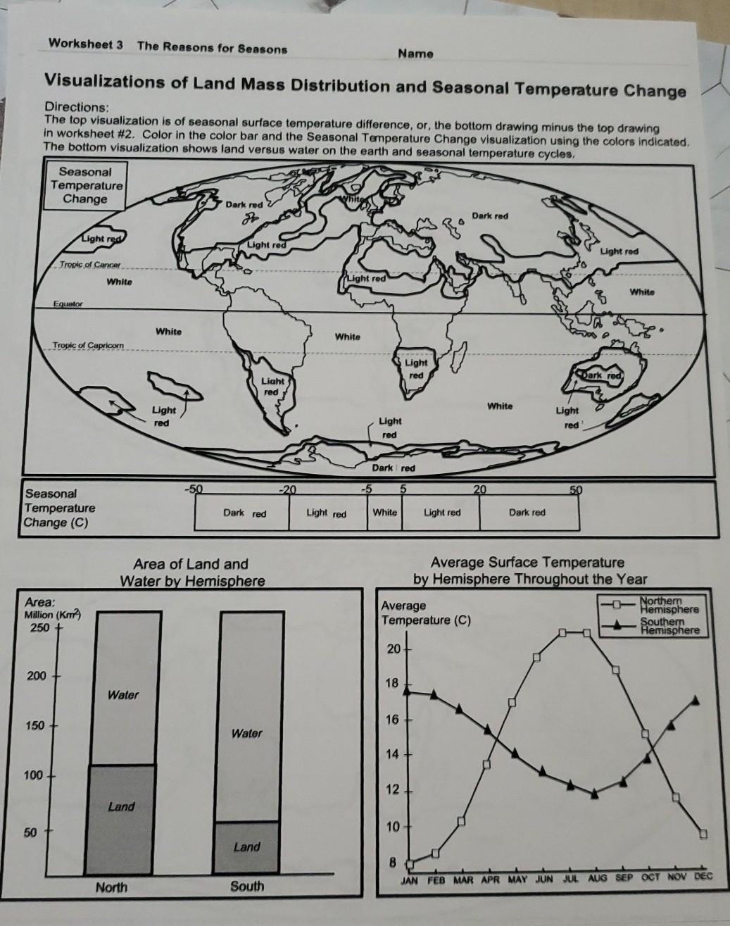 Solved Worksheet 24 The Reasons for Seasons Name  Chegg.com Intended For Reasons For Seasons Worksheet