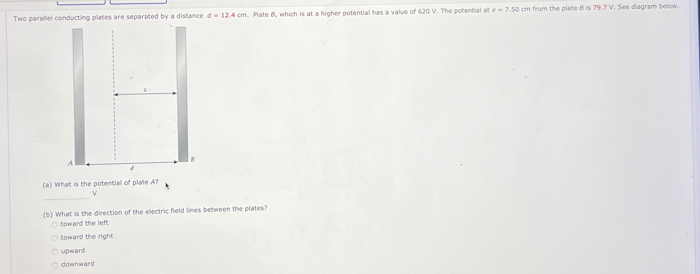 Solved (a) ﻿What is the potential of plate A ?V(b) ﻿What is | Chegg.com