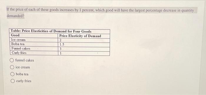 Solved If the price of each of these goods increases by 1 | Chegg.com