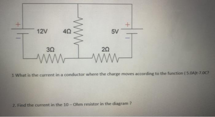 Solved + 12V 40 5V 30 202 1 What is the current in a | Chegg.com