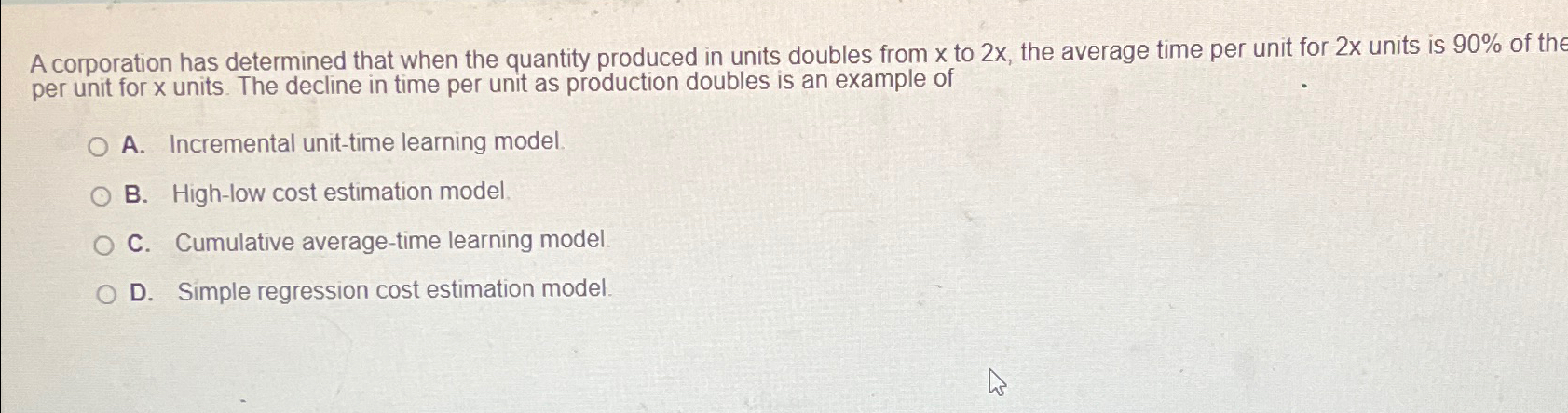 Solved A corporation has determined that when the quantity | Chegg.com