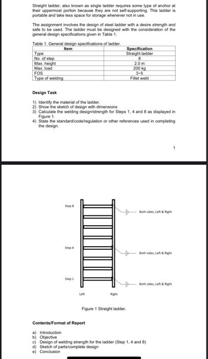 Straight ladder, also known as single ladder requires | Chegg.com