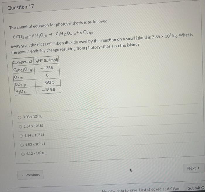 Solved Question 17 00 The chemical equation for | Chegg.com