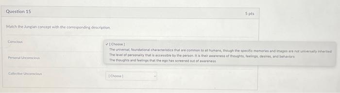 Solved Match the Jungian concept with the correspondire | Chegg.com