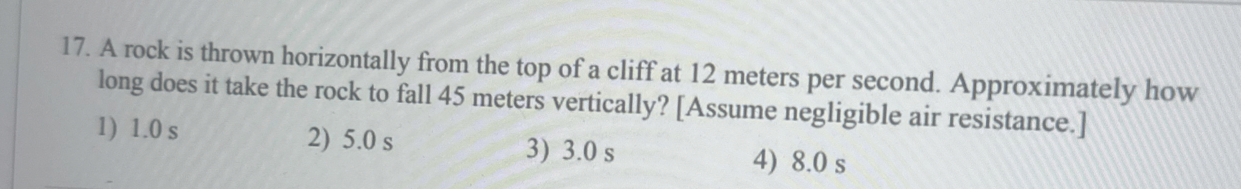 Solved A rock is thrown horizontally from the top of a cliff | Chegg.com