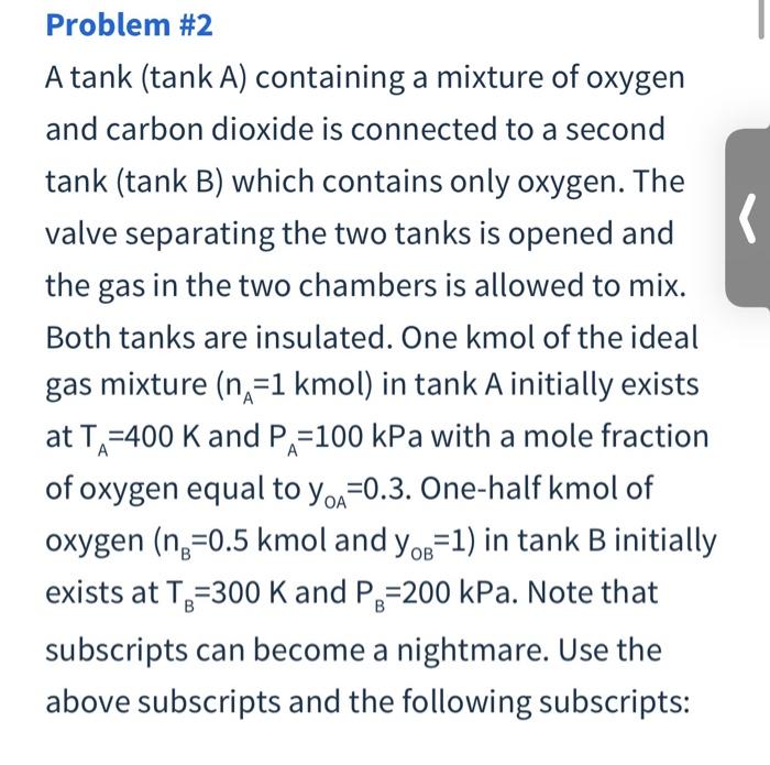 Solved Problem #2 A tank (tank A) containing a mixture of | Chegg.com