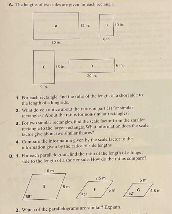 Solved A. The lengths of two sides are given for each | Chegg.com