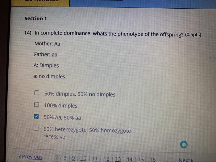 Solved Section 1 14) In complete dominance. whats the | Chegg.com