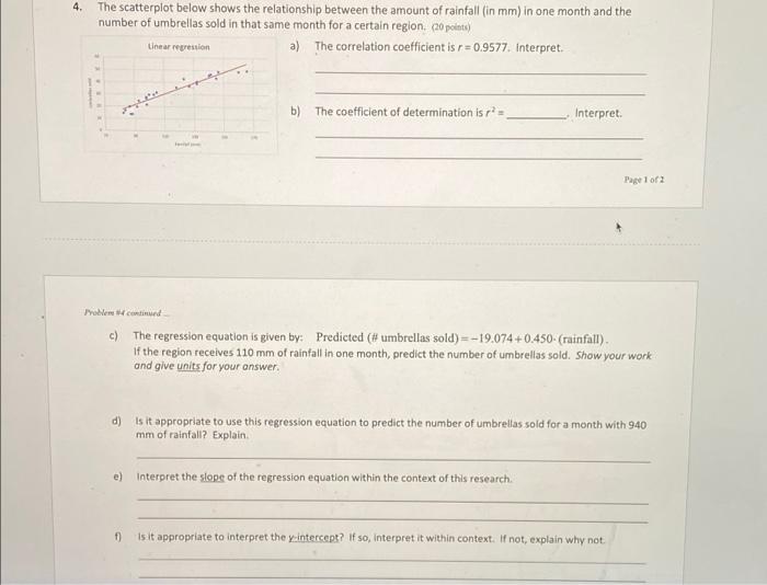 Solved 4. The scatterplot below shows the relationship | Chegg.com