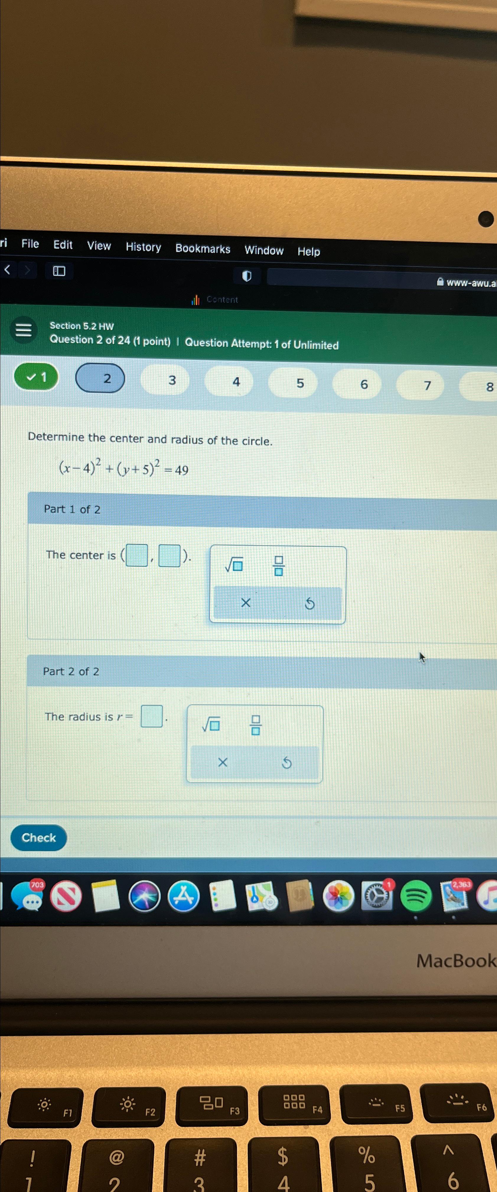 Solved Determine the center and radius of the | Chegg.com