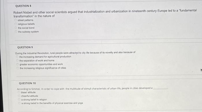 Solved QUESTION 8 Robert Nisbet and other social scientists | Chegg.com