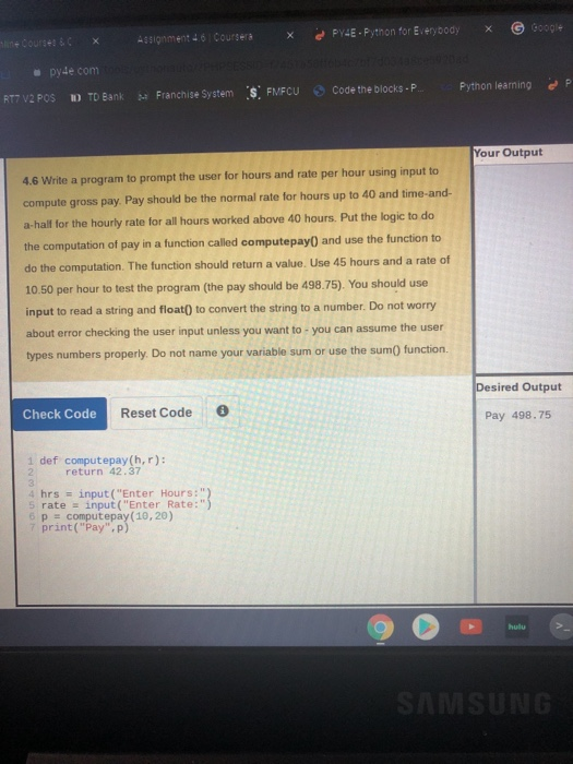 coursera python for everybody assignment 2.3 answers