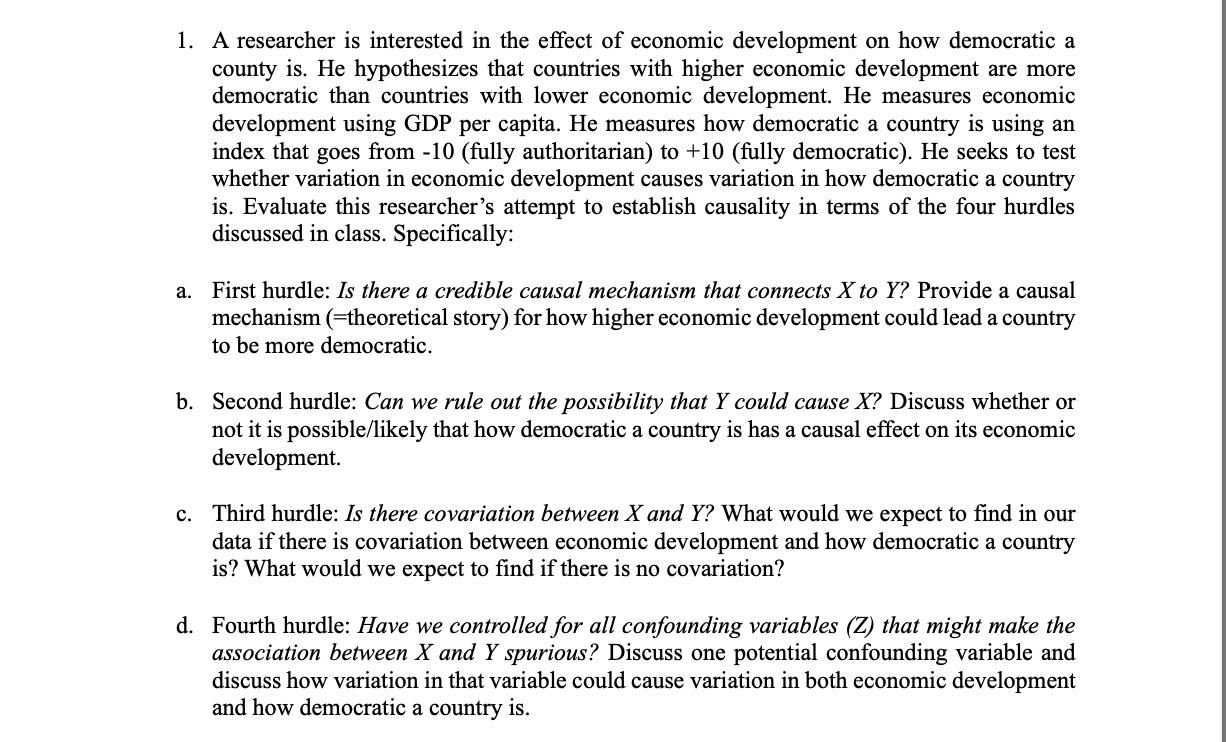 Solved A researcher is interested in the effect of economic | Chegg.com