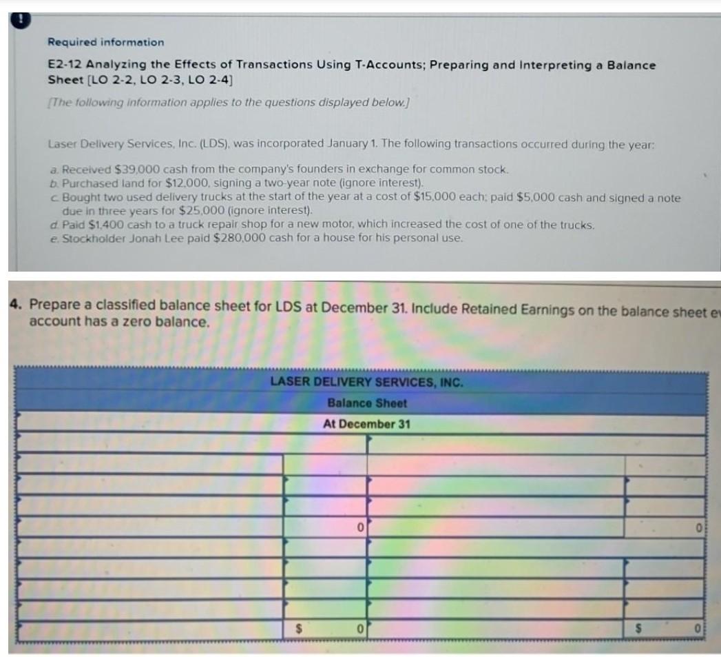 Solved Required information E2-12 Analyzing the Effects of | Chegg.com